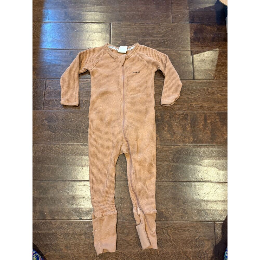 Bonds tan waffle knit zippy pajamas